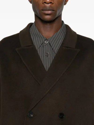 Amaranto Double-breasted Oversized Wool-cashmere Blend Coat In Brown