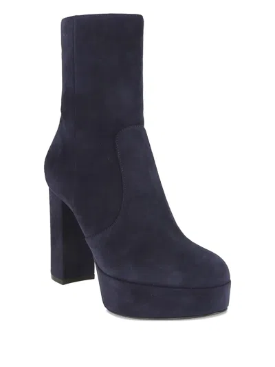 Gianvito Rossi Stylish Block Heel Ankle Boot Design In Blue