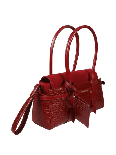 Dsquared2 Logo Stamp Twin Shoulder Bag In Red