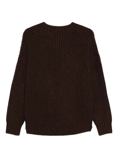 Staud Ribbed V-neck Sweater In Brown