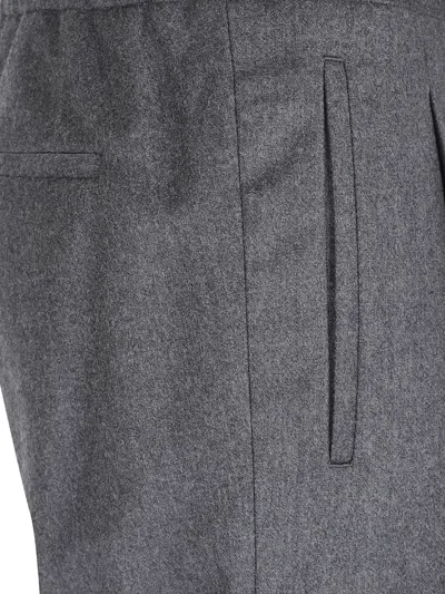Lardini Stretch Combed Flannel Trousers In Gray