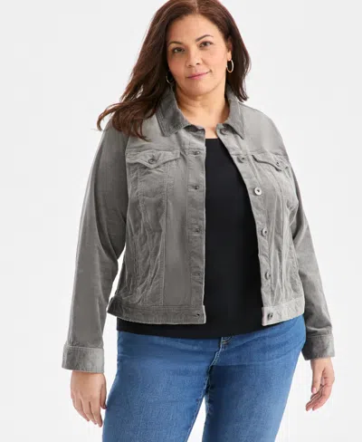 Style & Co Plus Size Corduroy Button-front Jacket, Macy's Exclusive In Gold
