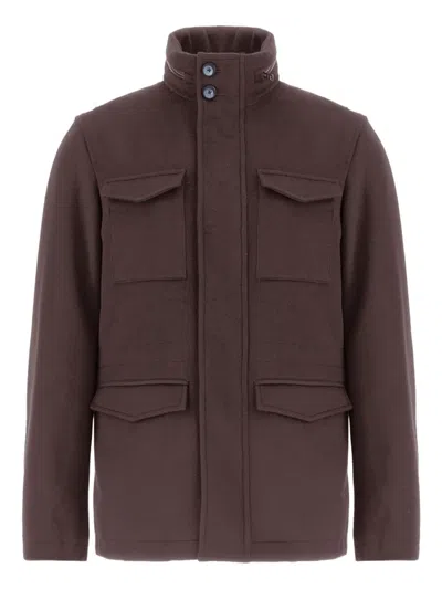 Herno Flap-pocket Jacket In Brown