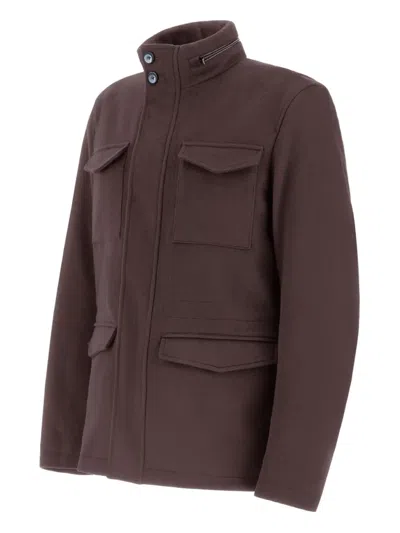 Herno Flap-pocket Jacket In Brown