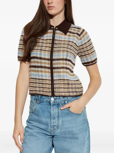Rag & Bone Womens Ivrmt Leva Striped Wool-blend Top In Multi