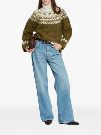 Rag & Bone Beth Oversize Fair Isle Alpaca Blend Turtleneck Sweater In White