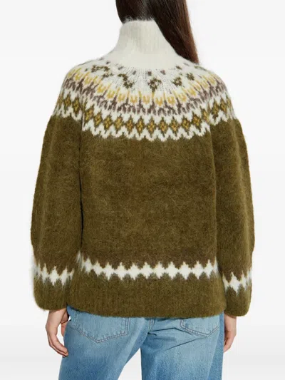 Rag & Bone Beth Oversize Fair Isle Alpaca Blend Turtleneck Sweater In White