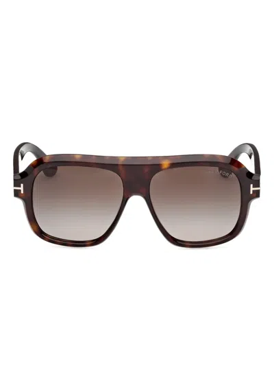 Tom Ford Eyewear Pilot Frame Sunglasses In Brown