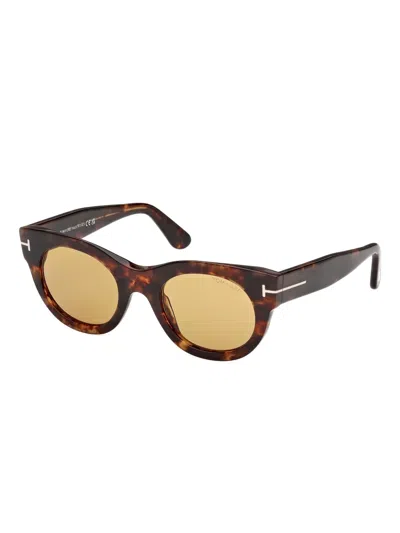 Tom Ford Round-frame Sunglasses In Brown