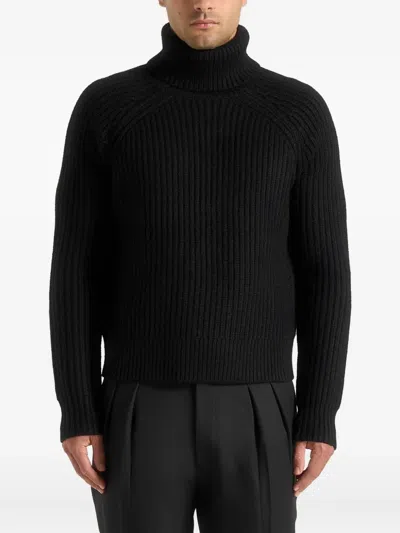 Manière De Voir Rudy Roll-neck Sweater In Black