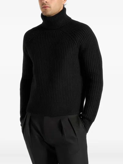 Manière De Voir Rudy Roll-neck Sweater In Black