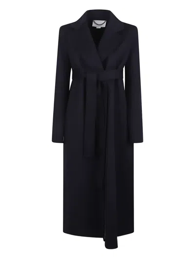 Stella Mccartney Wrap Coat With Belted Waist And Long Sleeves In Blue