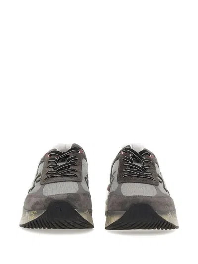 Premiata Fabric Blend Sneakers Contrast Sole In Gray