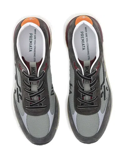 Premiata Fabric Blend Sneakers Contrast Sole In Gray