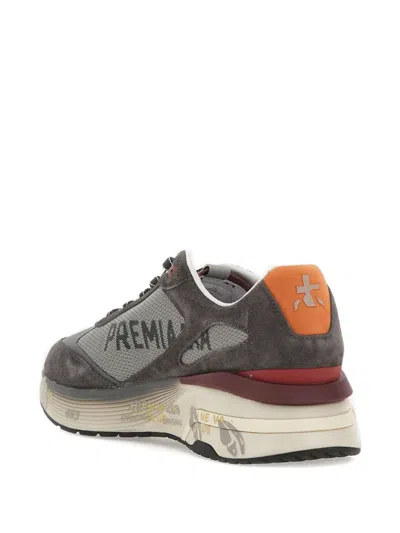 Premiata Fabric Blend Sneakers Contrast Sole In Gray
