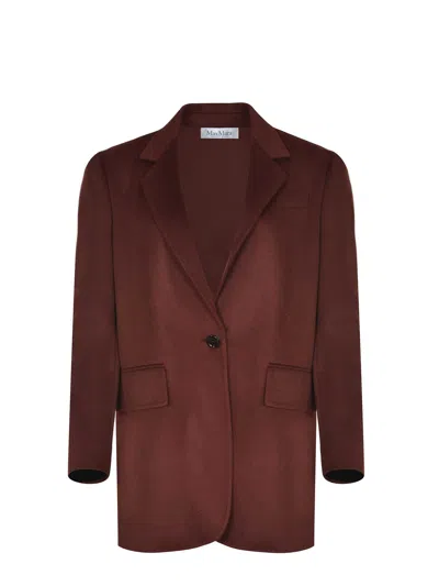 Max Mara Camelwool Single-breasted Jacket In Burgundy