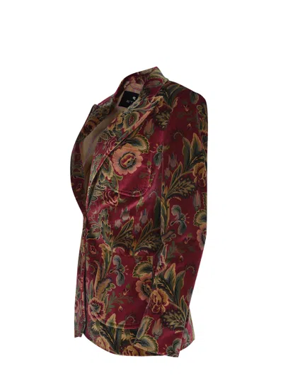 Etro Velvet Floral Pattern Long Sleeves Jacket In Multi
