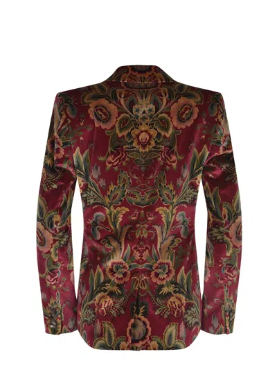 Etro Velvet Floral Pattern Long Sleeves Jacket In Multi