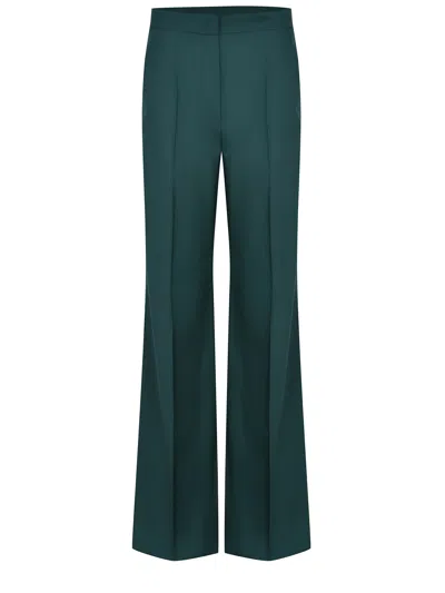 Max Mara High Waist Wide-leg Trousers With Belt Loops In Green