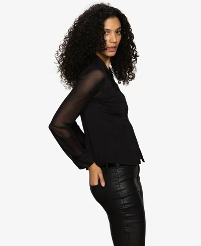 Sanctuary Mesh Button-up Shirt In Black
