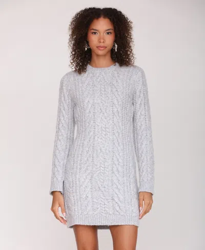Avec Les Filles Long Sleeve Cable Stitch Mini Sweater Dress In White