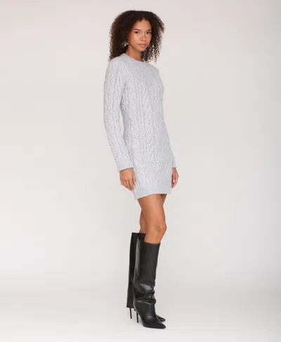 Avec Les Filles Long Sleeve Cable Stitch Mini Sweater Dress In White