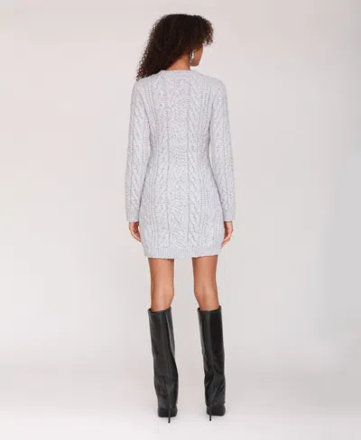 Avec Les Filles Long Sleeve Cable Stitch Mini Sweater Dress In White