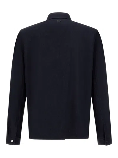 Herno Button-fastening Patch-pocket Shirt Jacket In Blue