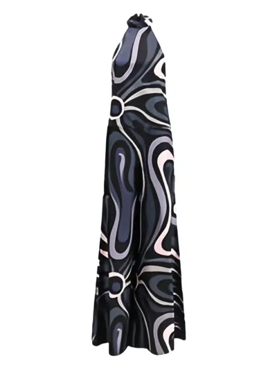 Pucci Silk Twill Halter Suit Wide Leg In Multi