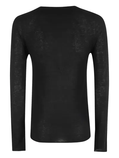 Roberto Collina Crew Neck Long Sleeve Sweater In Black