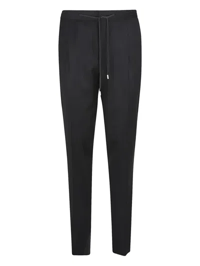 Lardini Tailored Black Pants With Drawstring Waistband In Black