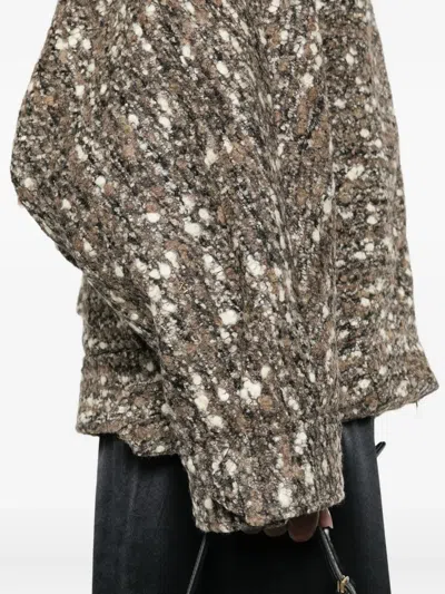 Darkpark Celine Boucle Aviator Bomber Coat In Brown