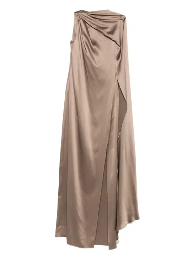 strapless open back dress Glitter Print One Shoulder Corset Slit Gown by Ladivine J869 main image 0