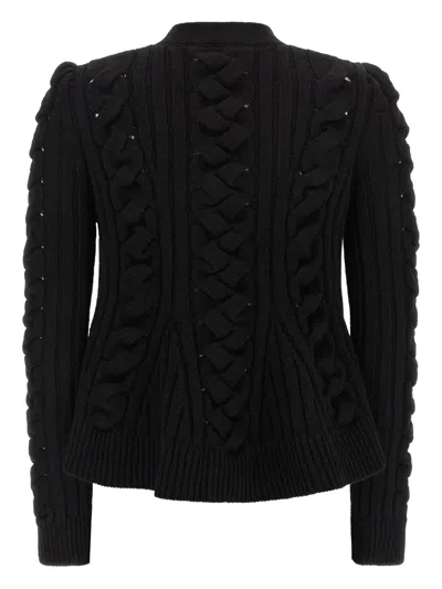 Alexander Mcqueen Wool And Cashmere Cable Cardigan Clothing In Black
