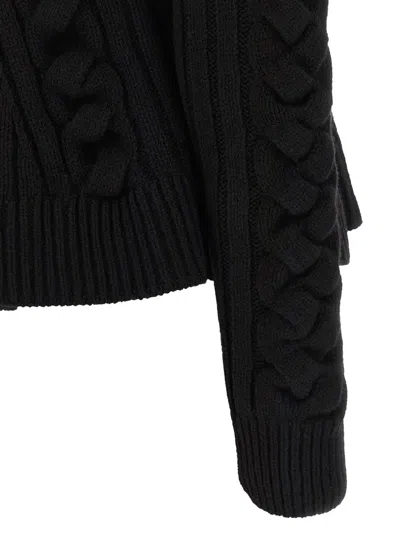 Alexander Mcqueen Wool And Cashmere Cable Cardigan Clothing In Black