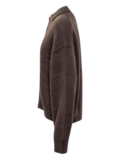 Studio Nicholson Sweater With Collar And Buttons In Brown