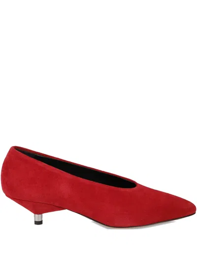 Isabel Marant Ebisa Pointed Toe Suede Finish Pumps In Red