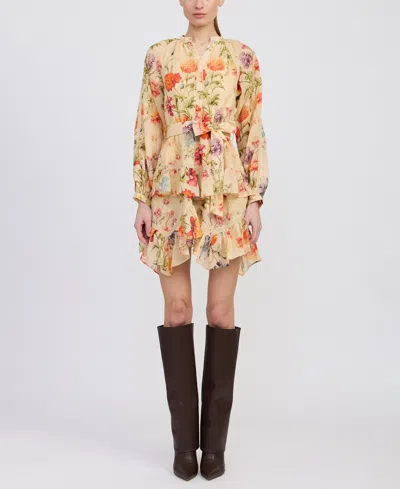 En Saison Yasmeen Mini Dress In Natural Floral In Multi