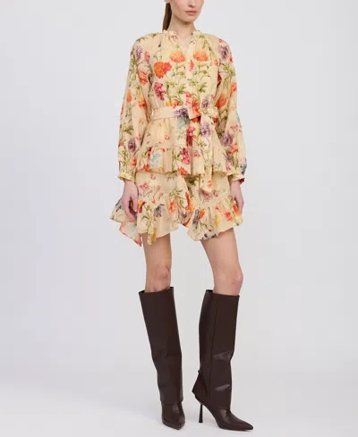 En Saison Yasmeen Mini Dress In Natural Floral In Multi