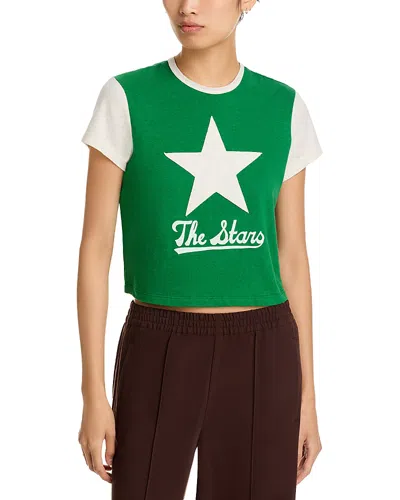 Re/done The Stars Jagger Boxy Jersey Tee In Green