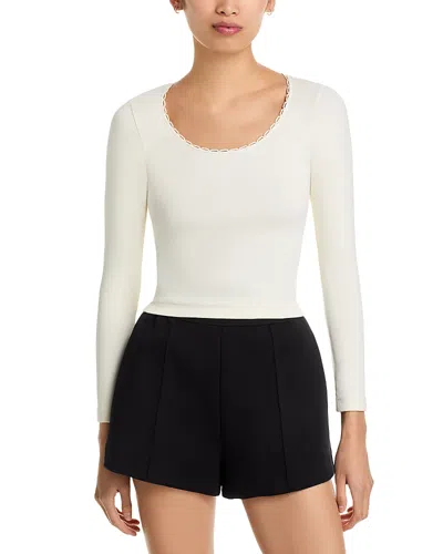 Re/done Scoop Neck Long Sleeve Tee In White