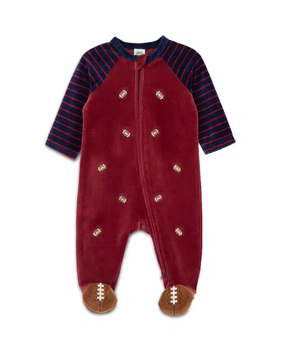 Little Me Boys' Football Velour Footie - Baby In Multi
