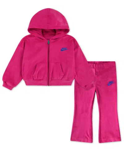 Nike Toddler Girls 2t-4t 2-piece Zip-up Hoodie And Flared Leggings Set In Pink