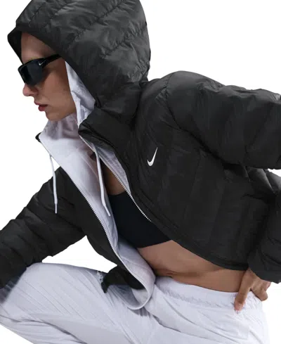 Nike Sportswear Women's Windpuffer Therma-fit Hooded Puffer Jacket In Black
