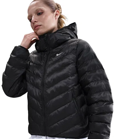 Nike Sportswear Women's Windpuffer Therma-fit Hooded Puffer Jacket In Black