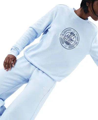 Nike Women's Sportswear Club Fleece Mid-rise Wide-leg Sweatpants In Blue