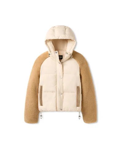 Ugg Braid Puffer Jacket Cream/sand In Neutral