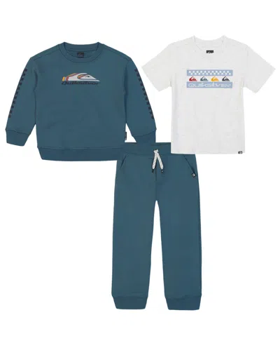 Quiksilver Toddler & Little Boys 4t-7 3-piece Crewneck T-shirt, Hooded Sweatshirt And Joggers Set In Multi