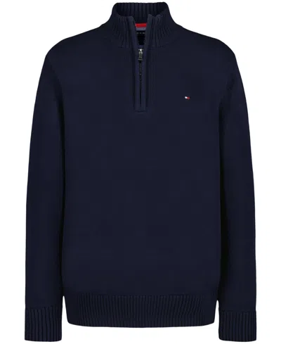 Tommy Hilfiger Boys 2t-7 Quarter-zip Sweater In Black