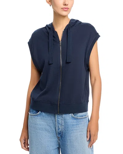 Majestic Full Zip Sleeveless Hoodie In Blue